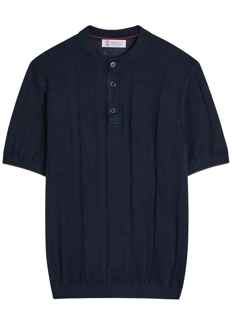 BRUNELLO CUCINELLI Ribbed linen-blend T-shirt | Harvey Nichols