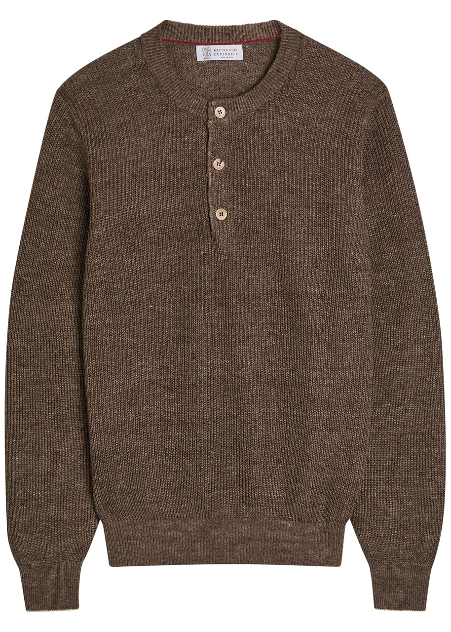 BRUNELLO CUCINELLI Ribbed-knit linen and cotton-blend jumper