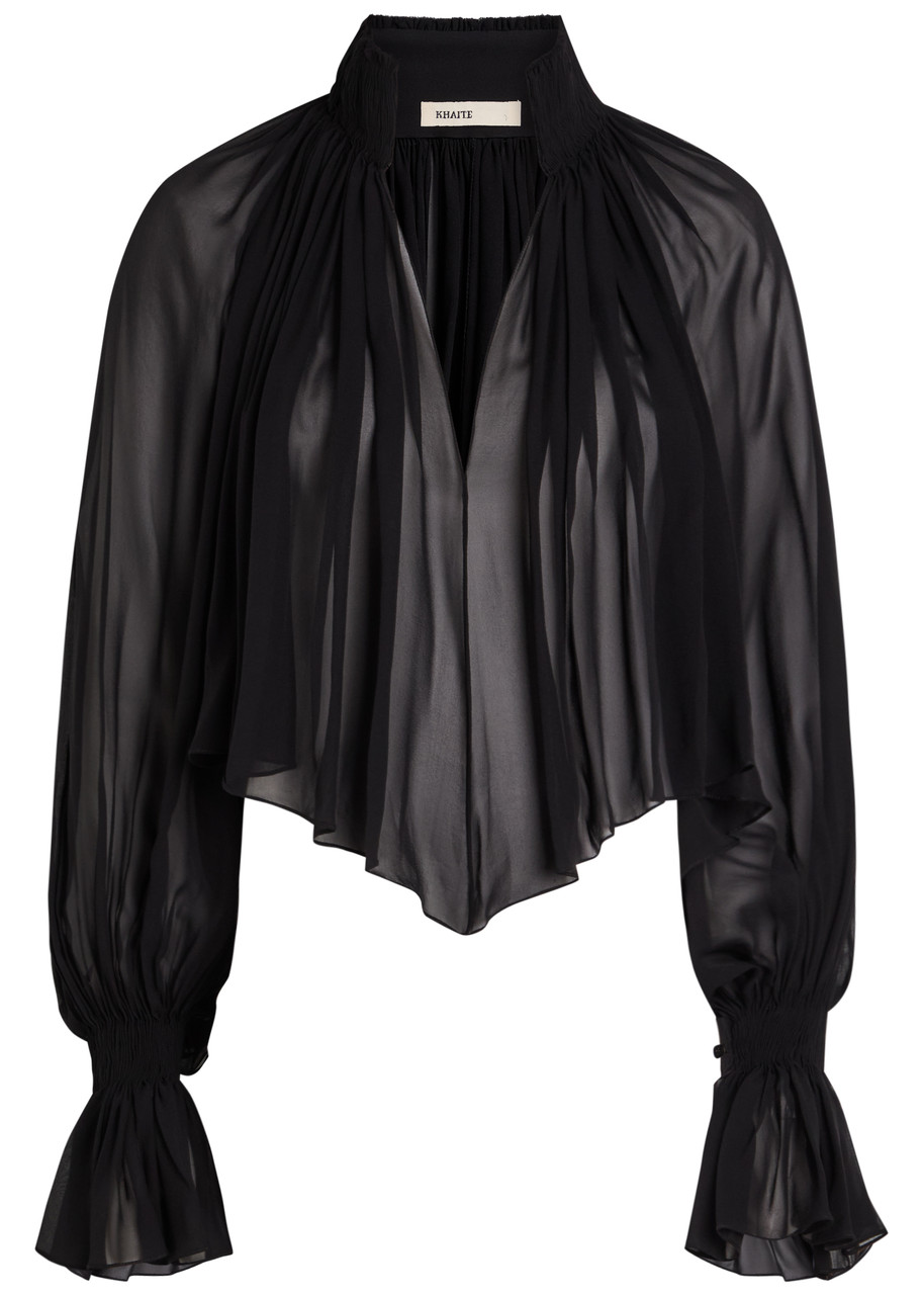 KHAITE Durer pleated silk blouse | Harvey Nichols