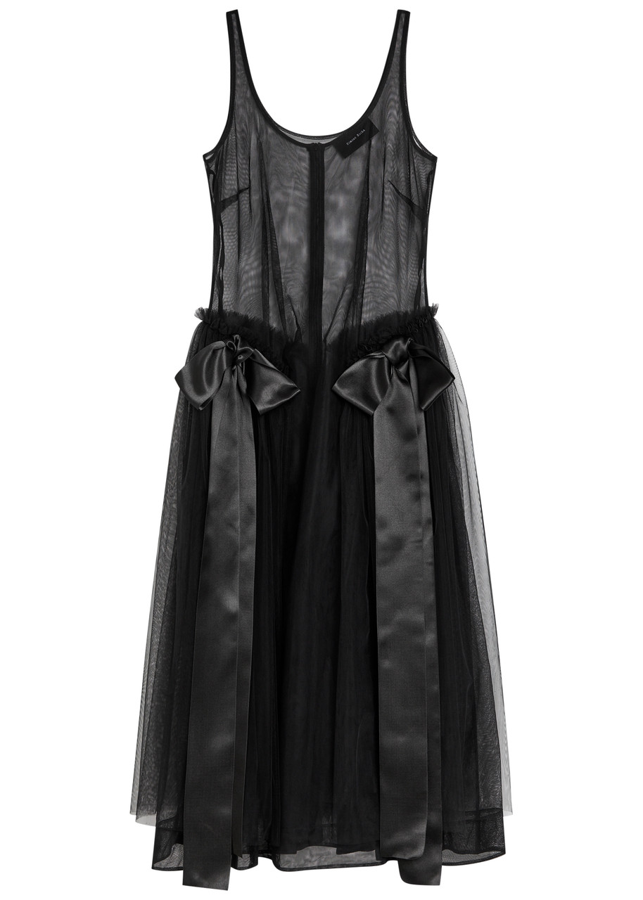 SIMONE ROCHA Bow-appliquéd tulle midi dress | Harvey Nichols