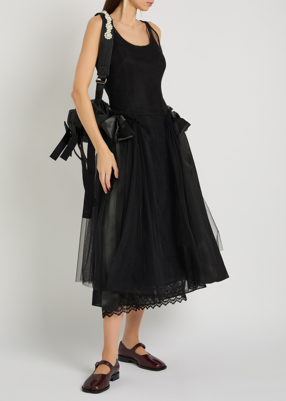 SIMONE ROCHA Bow-appliquéd tulle midi dress | Harvey Nichols