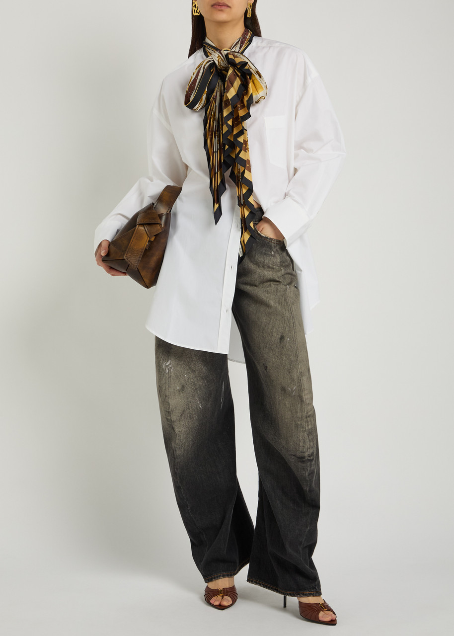 ACNE STUDIOS Dasca printed neck-tie cotton-poplin shirt | Harvey