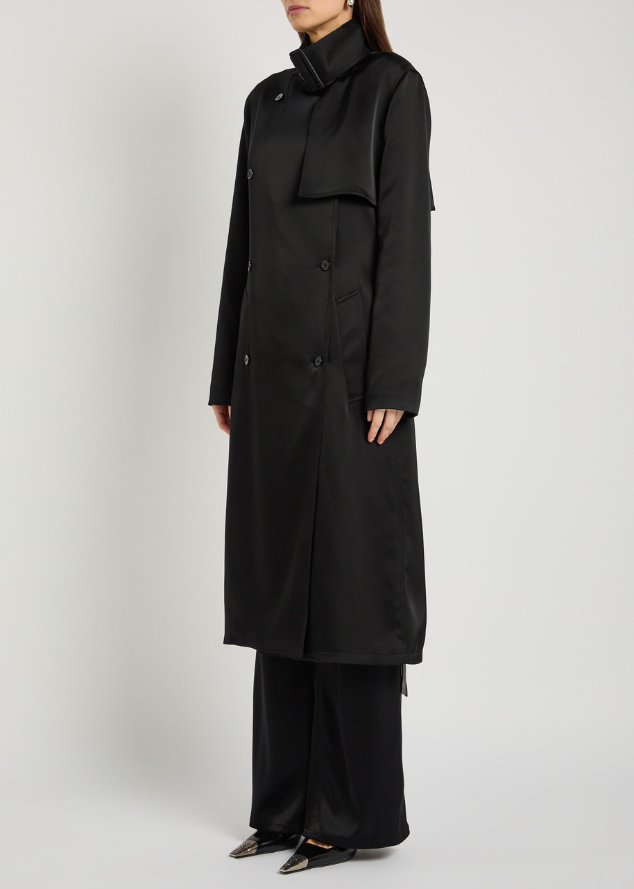 COURRÈGES Double-breasted satin trench coat | Harvey Nichols