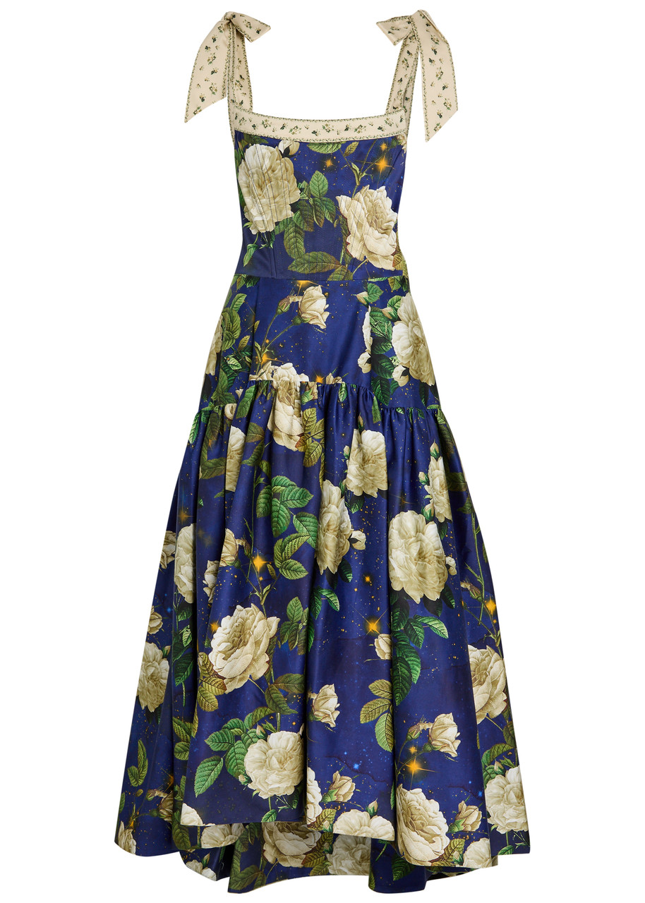 【未使用タグ付】alice+olivia フリルワンピsize39 ak124 ALICE + OLIVIA Rosalee floral print cotton-blend midi dress