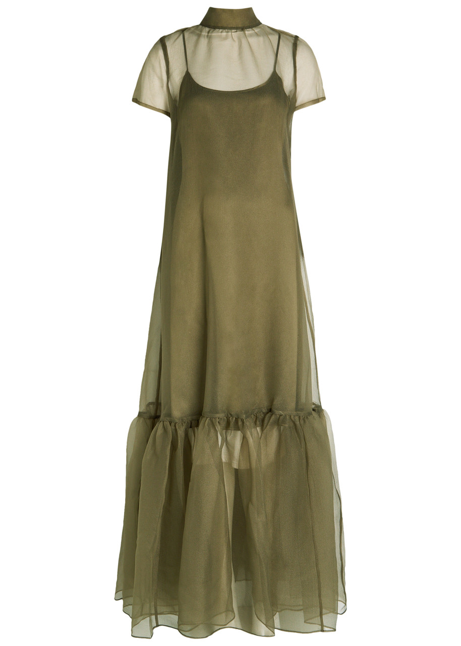 staud calluna dress green STAUD CALLUNA DRESS CHARTREUSE