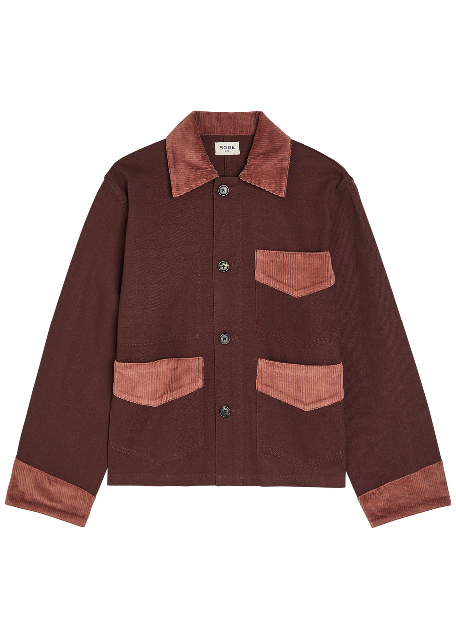BODE Craft corduroy-trimmed denim jacket | Harvey Nichols