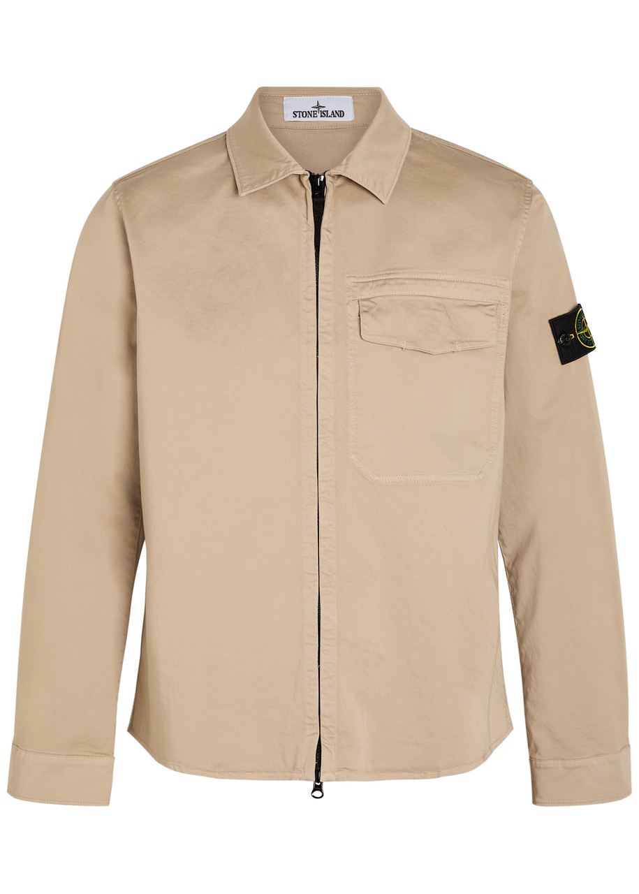 STONE ISLAND Logo-appliquéd stretch-cotton overshirt | Harvey Nichols