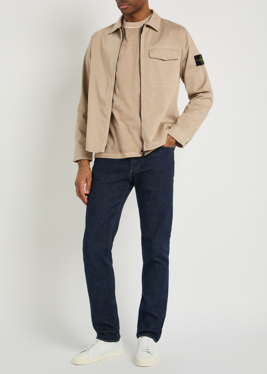 STONE ISLAND Logo-appliquéd stretch-cotton overshirt | Harvey Nichols