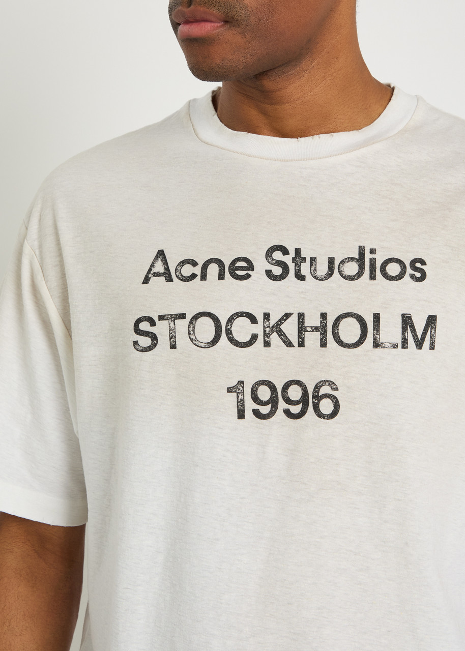 トップス Acne Studios PRINTED T-SHIRT WHITE XS ACNE STUDIOS Exford printed cotton-blend T-shirt | Harvey Nichols