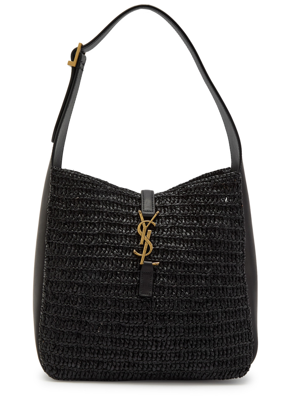 SAINT LAURENT Le 5 à 7 small raffia bucket bag | Harvey Nichols
