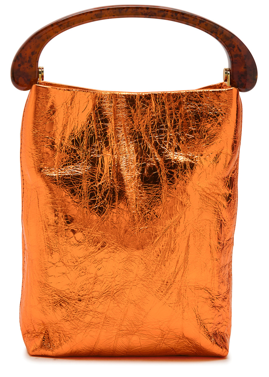 DRIES VAN NOTEN Crinkled metallic leather top handle | Harvey Nichols