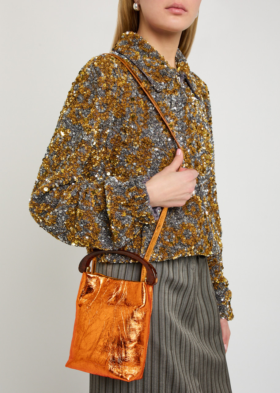 DRIES VAN NOTEN Crinkled metallic leather top handle | Harvey Nichols