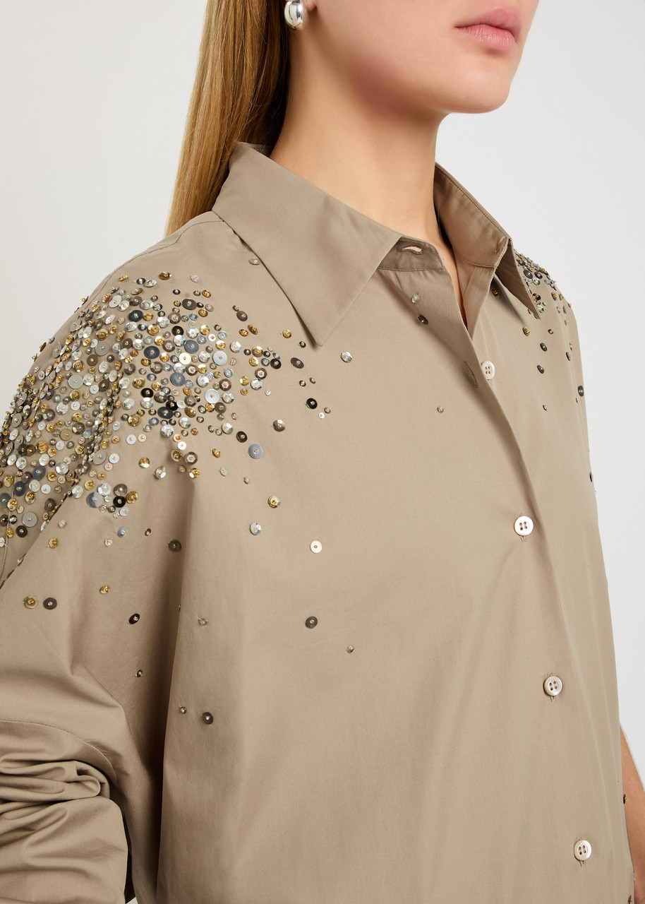 DRIES VAN NOTEN Casia sequin-embellished cotton-poplin shirt