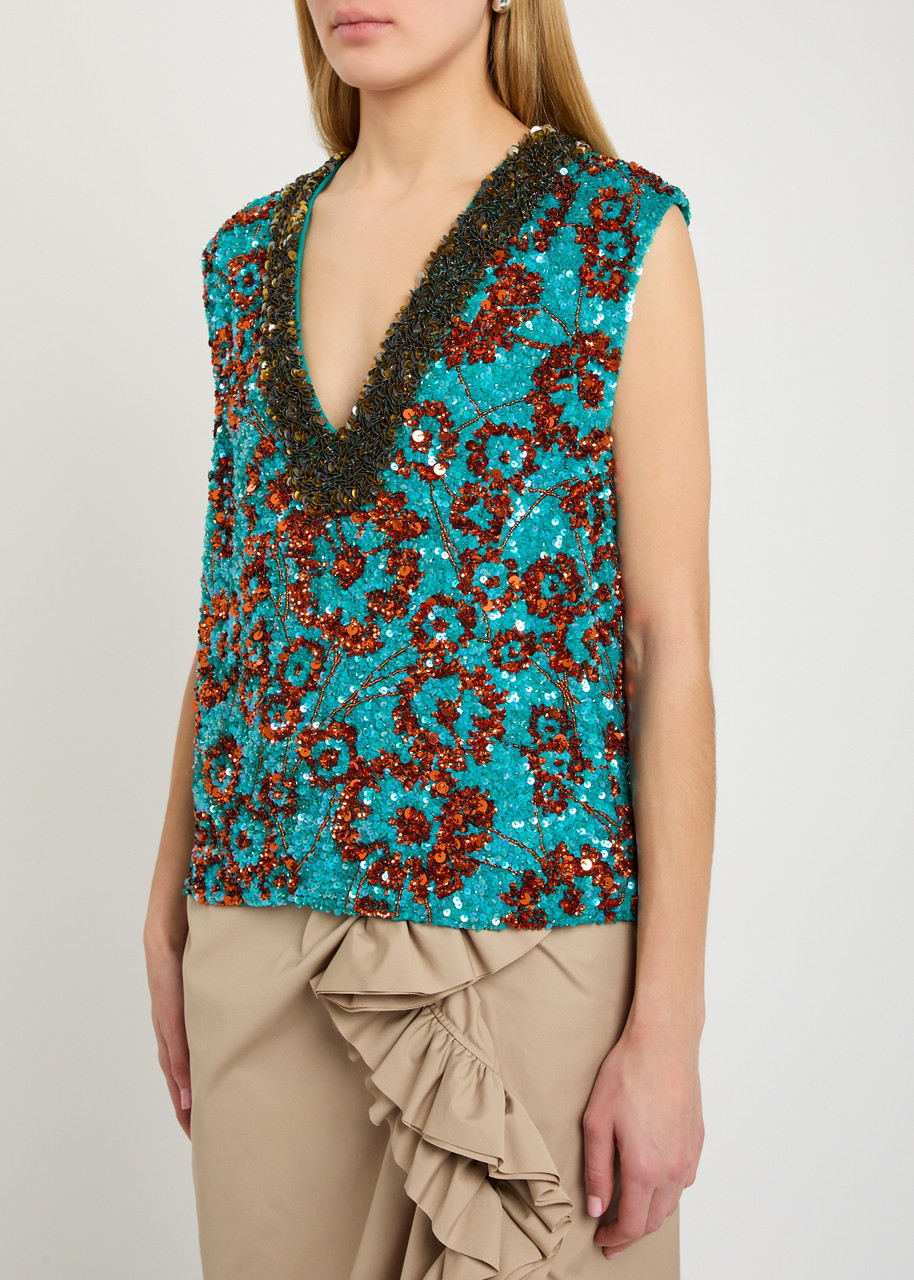 DRIES VAN NOTEN College embellished woven top | Harvey Nichols
