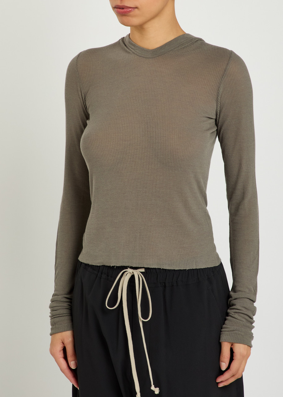 RICK OWENS Hooded ribbed fine-knit top | Harvey Nichols