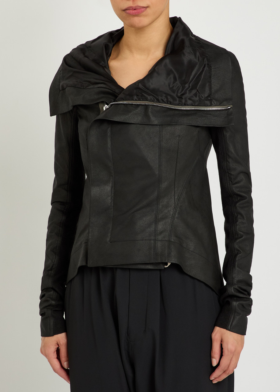 RICK OWENS Naska asymmetric leather jacket | Harvey Nichols