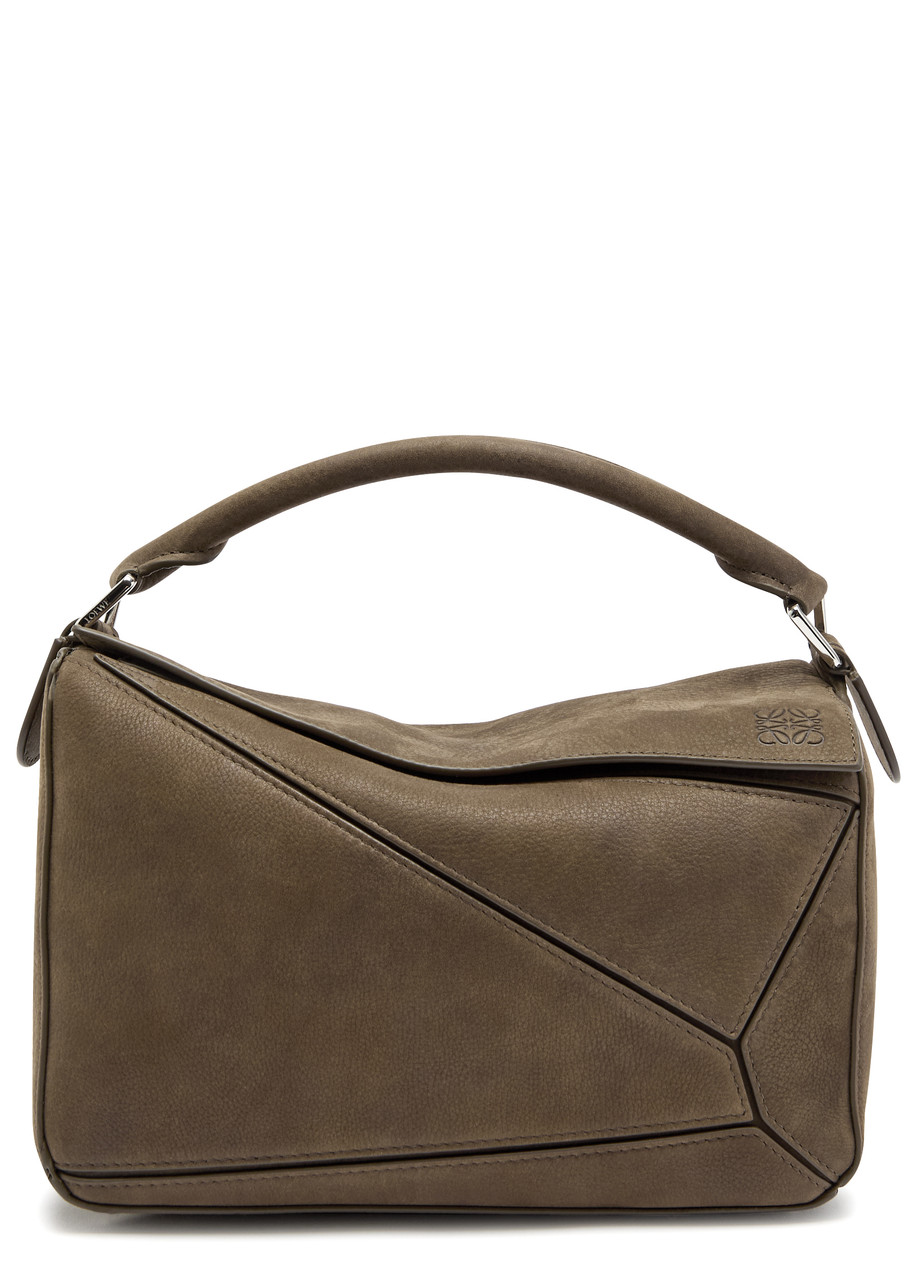 LOEWE Puzzle small grained nubuck top handle bag | Harvey Nichols