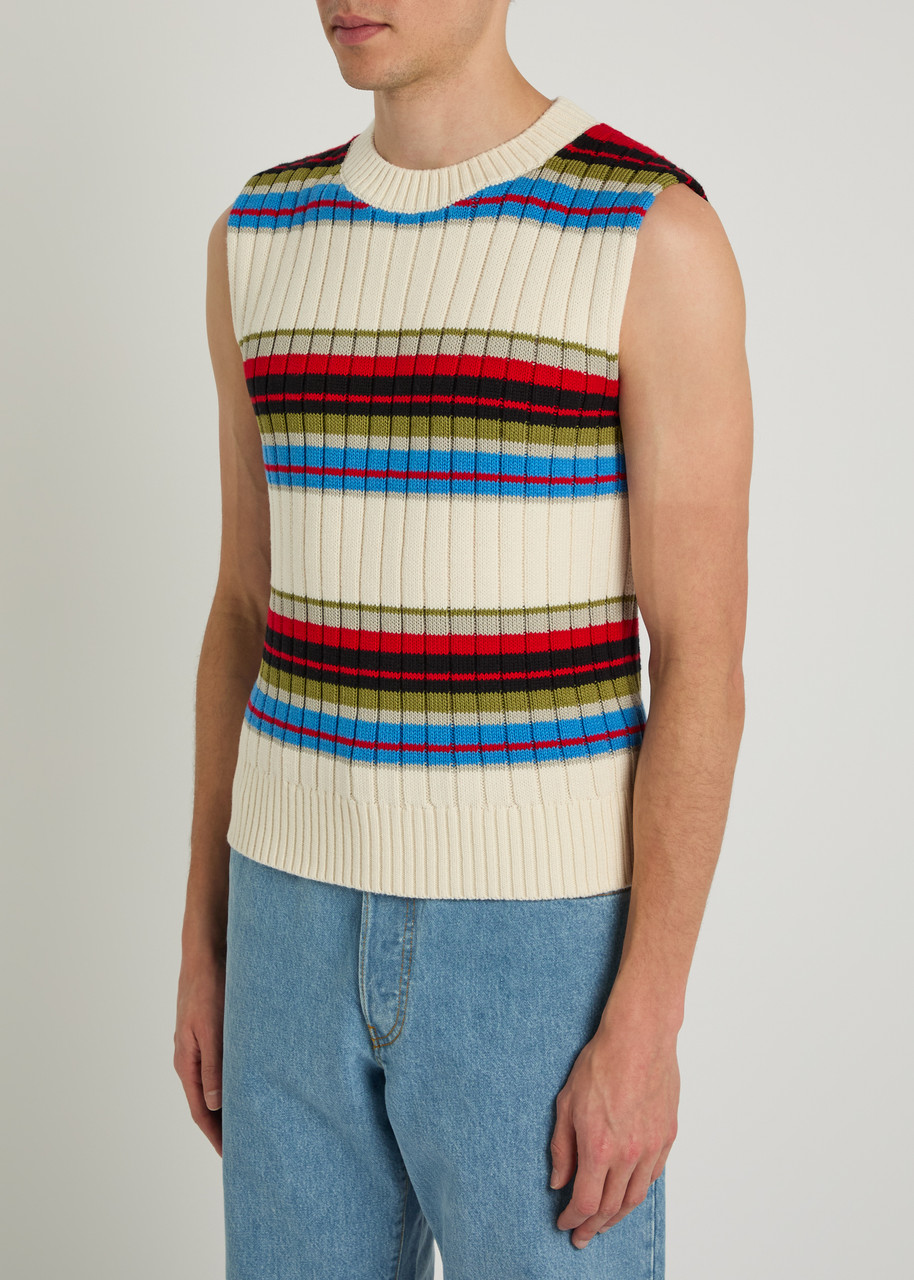 DRIES VAN NOTEN Mosaic striped cotton and wool-blend vest | Harvey