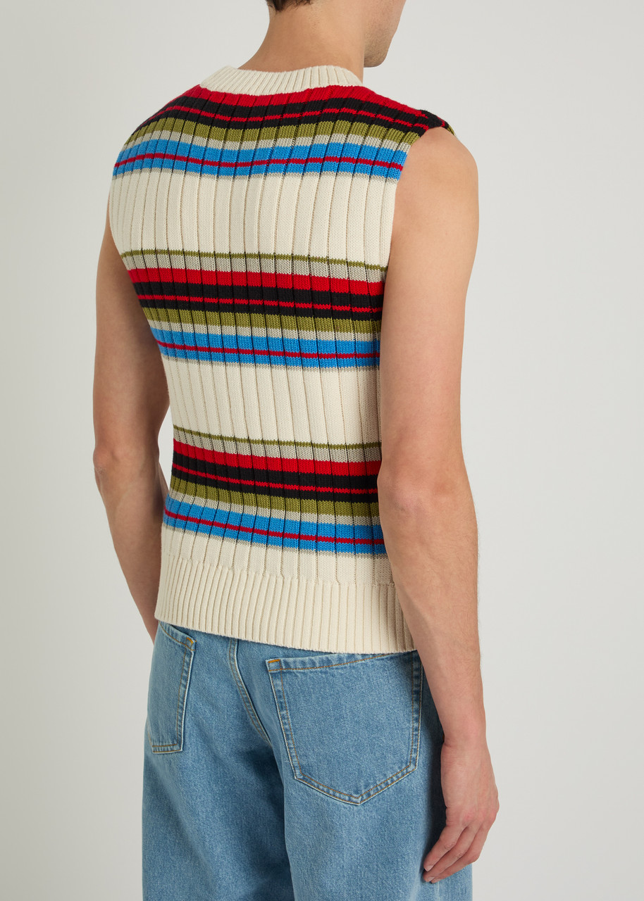 DRIES VAN NOTEN Mosaic striped cotton and wool-blend vest | Harvey