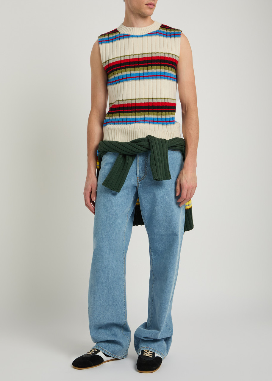 DRIES VAN NOTEN Mosaic striped cotton and wool-blend vest | Harvey