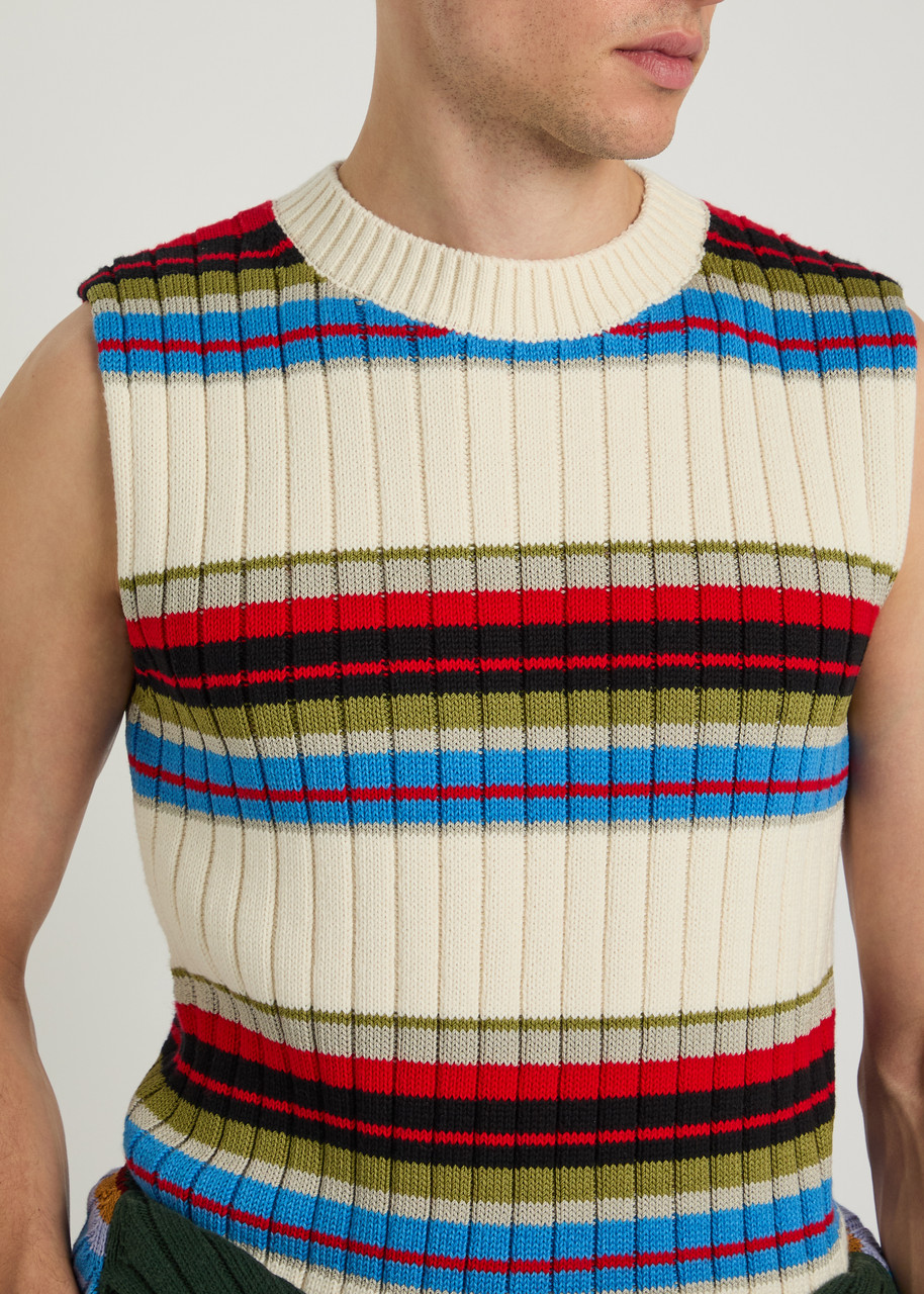DRIES VAN NOTEN Mosaic striped cotton and wool-blend vest | Harvey