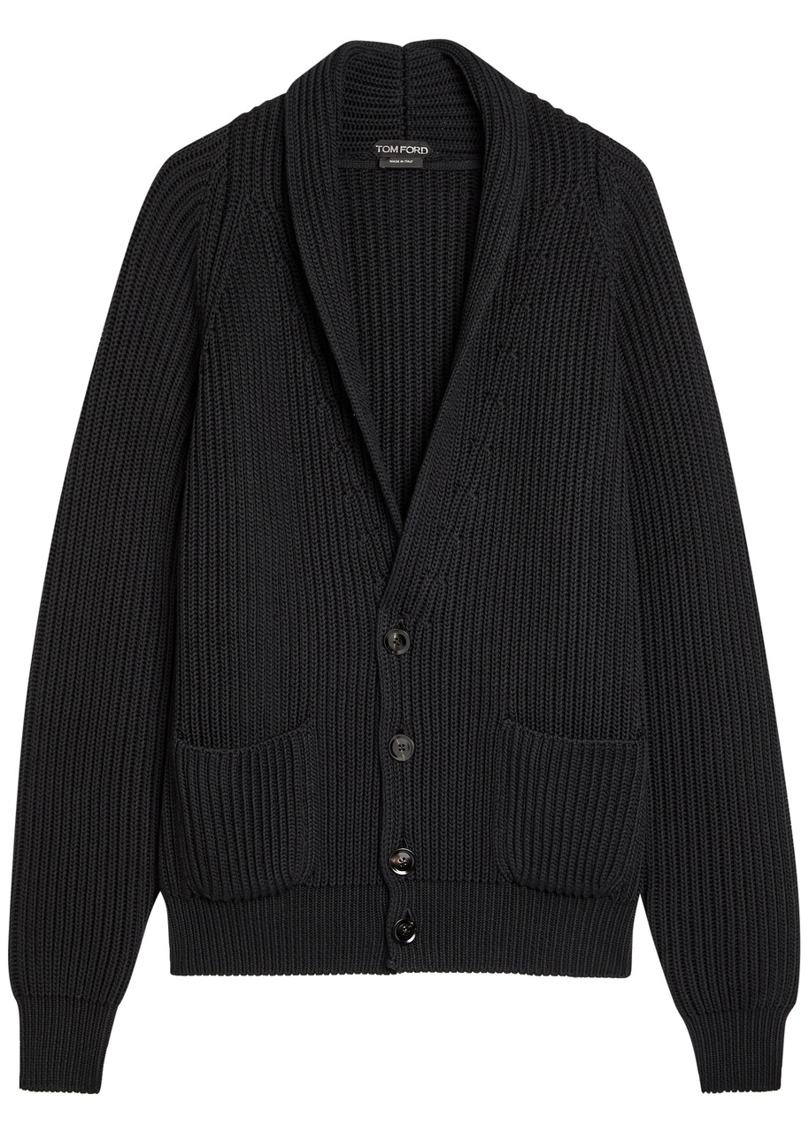 TOM FORD Shawl-lapel ribbed wool and silk-blend cardigan | Harvey