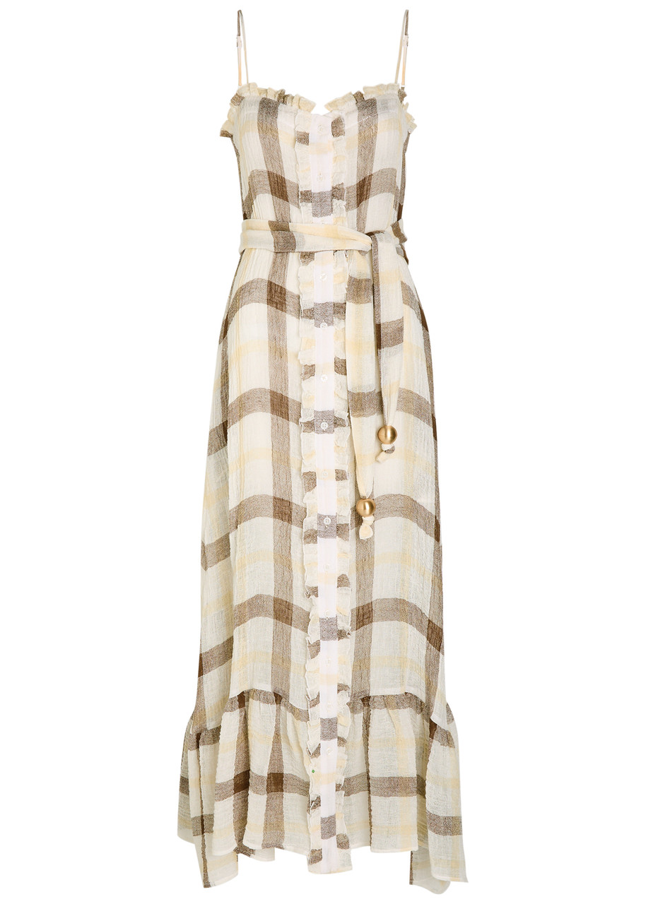 ワンピース Lisa check long dress LISA MARIE FERNANDEZ Checked belted linen-blend maxi dress