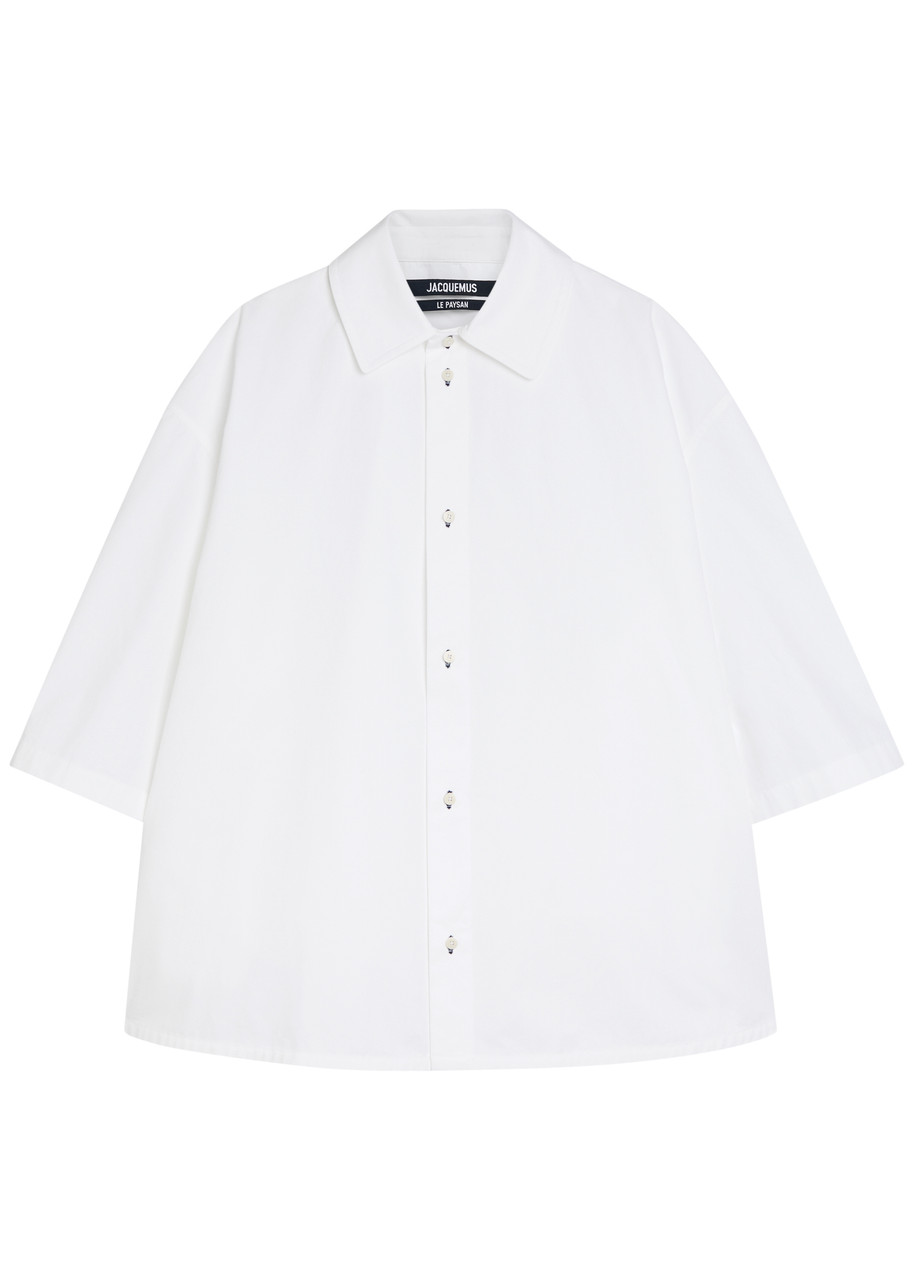 トップス jacquemus La Chemise Belem Shirt JACQUEMUS La Chemise Triangle logo-embroidered cotton-poplin shirt