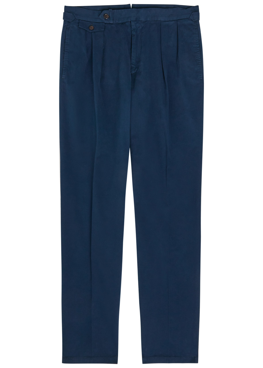 POLO RALPH LAUREN Pleated tapered-leg stretch-cotton trousers