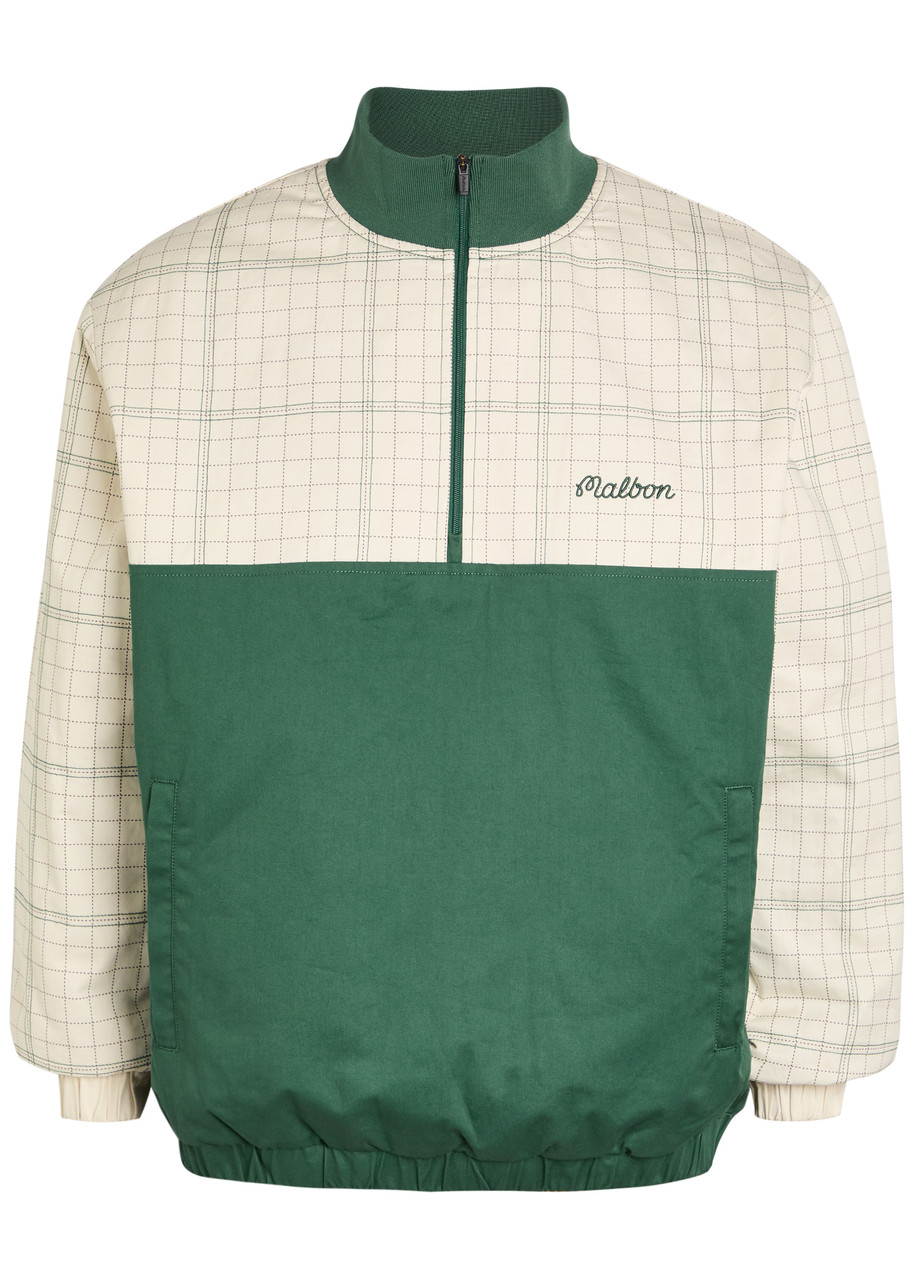 MALBON Spruce logo-embroidered half-zip cotton jacket | Harvey Nichols