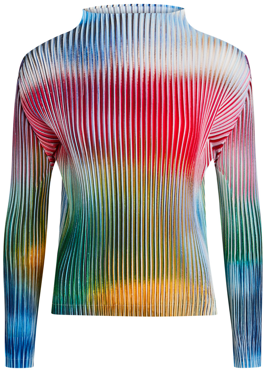 ISSEY MIYAKE Pleated printed woven top | Harvey Nichols