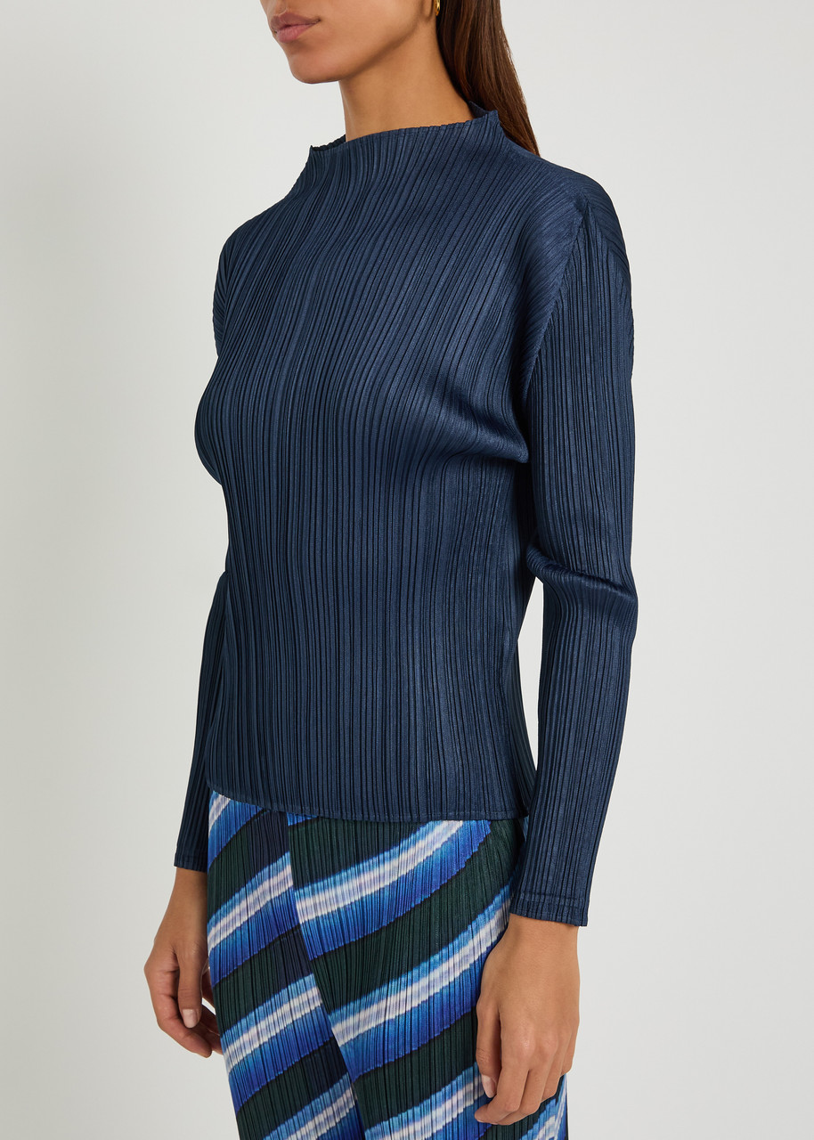 ISSEY MIYAKE PLEATS PLEASE Pleated mock-neck woven top | Harvey