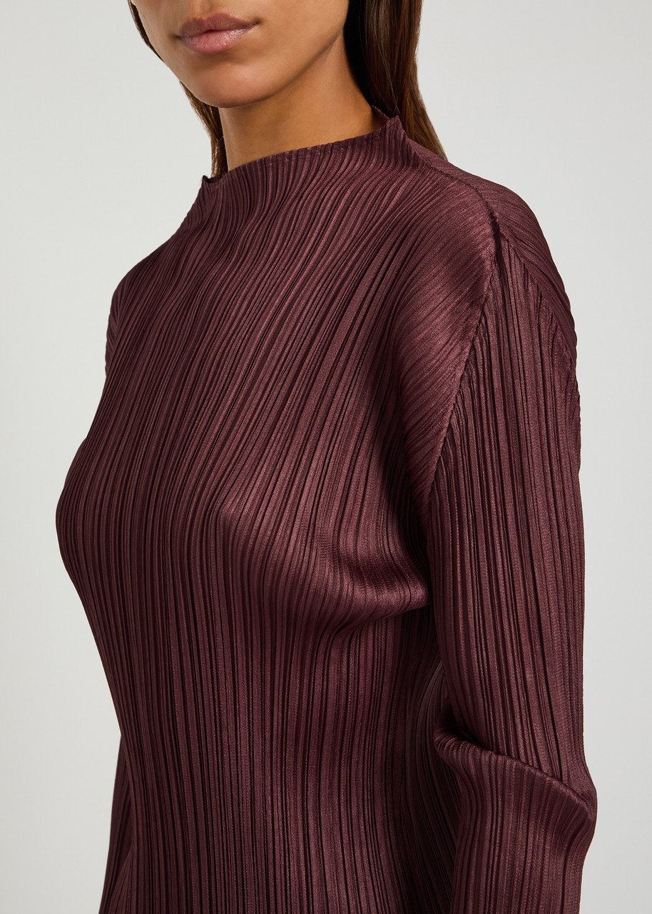 ISSEY MIYAKE PLEATS PLEASE Pleated mock-neck woven top | Harvey