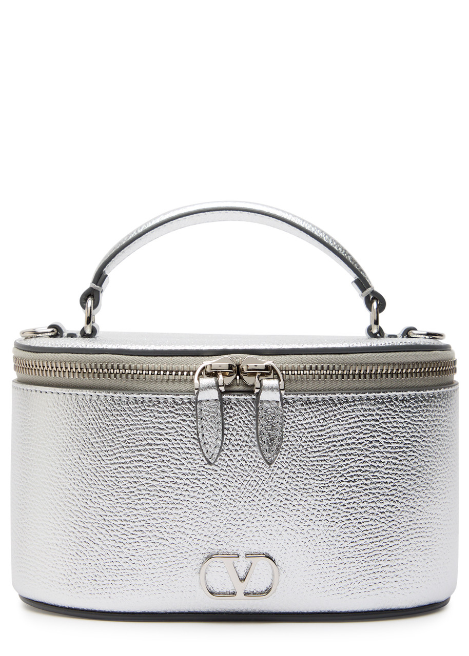 VALENTINO GARAVANI VLogo metallic grained leather vanity case bag
