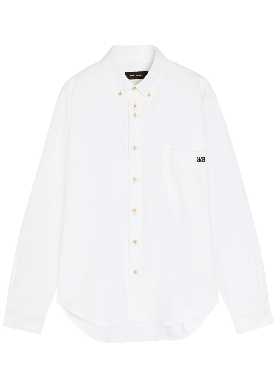 WALES BONNER Isaac logo-embroidered piqué cotton Oxford shirt