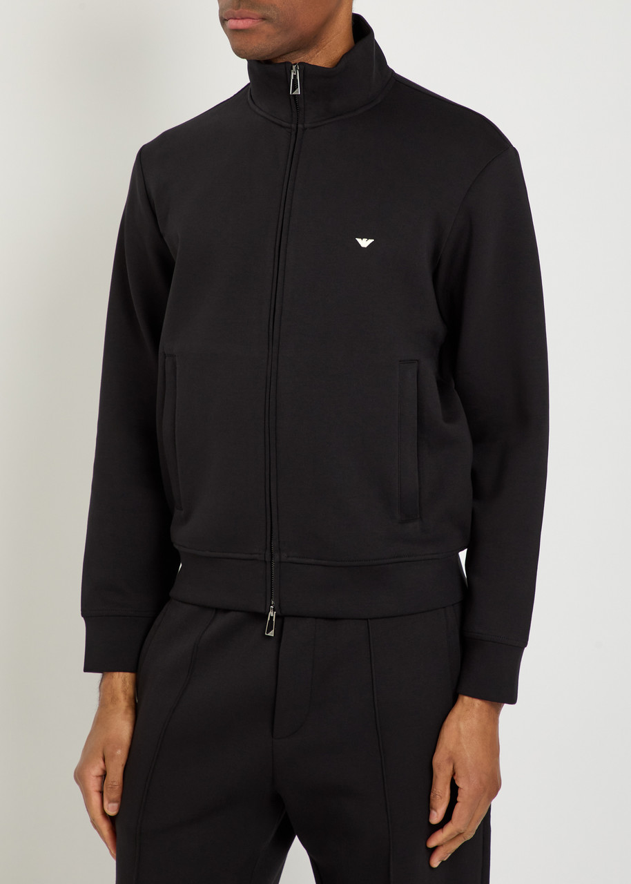 EMPORIO ARMANI Logo-embroidered jersey jacket | Harvey Nichols
