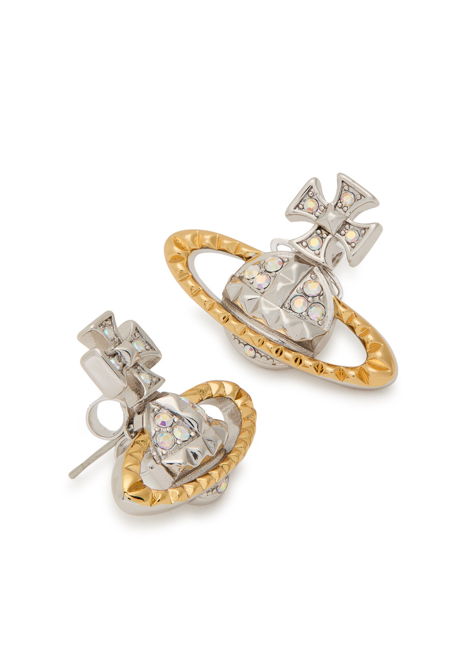 VIVIENNE WESTWOOD Mayfair Bas Relief two-toned rhodium-plated stud