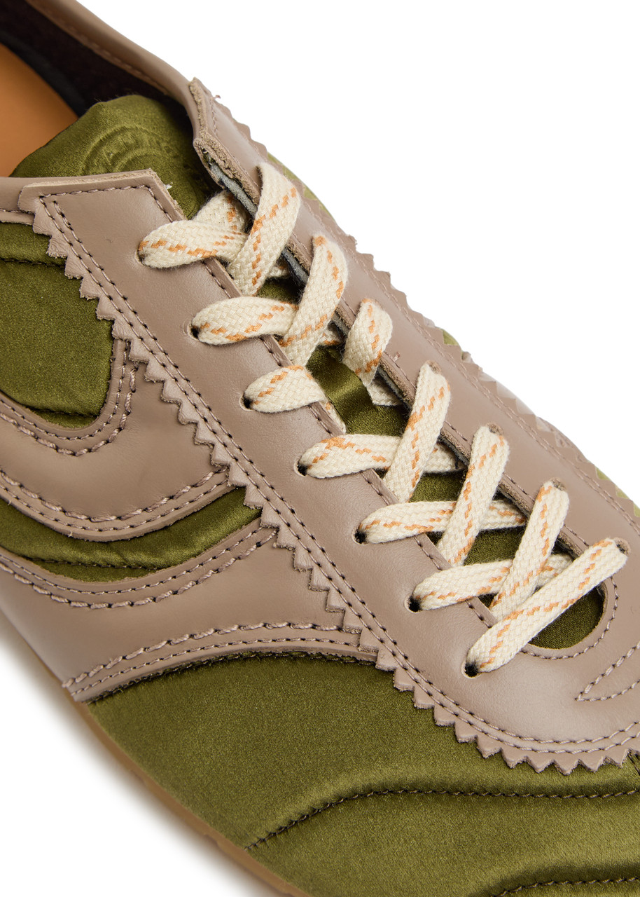 DRIES VAN NOTEN Quilted panelled leather and satin sneakers