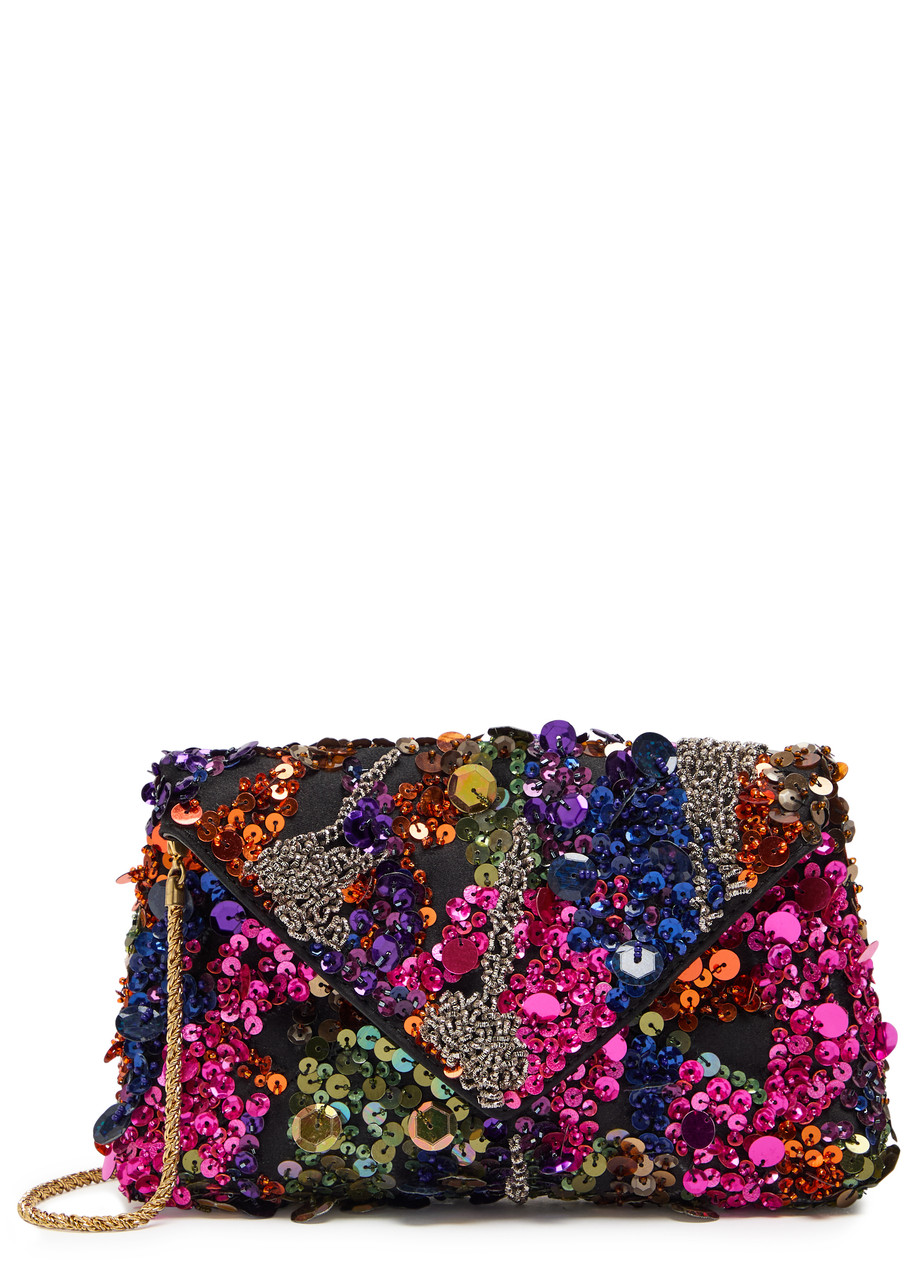 DRIES VAN NOTEN Embellished satin clutch | Harvey Nichols