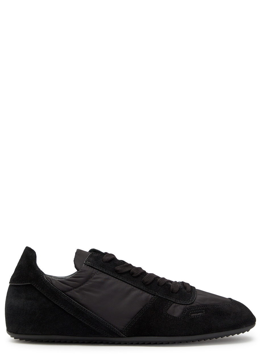 RICK OWENS Panelled nylon and suede sneakers | Harvey Nichols
