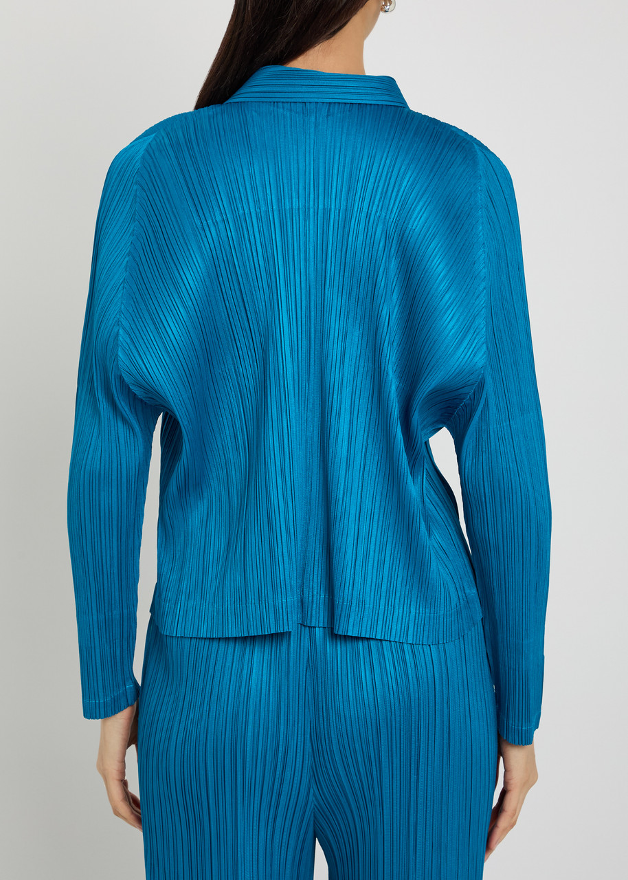 ISSEY MIYAKE PLEATS PLEASE Pleated double-breasted woven shirt