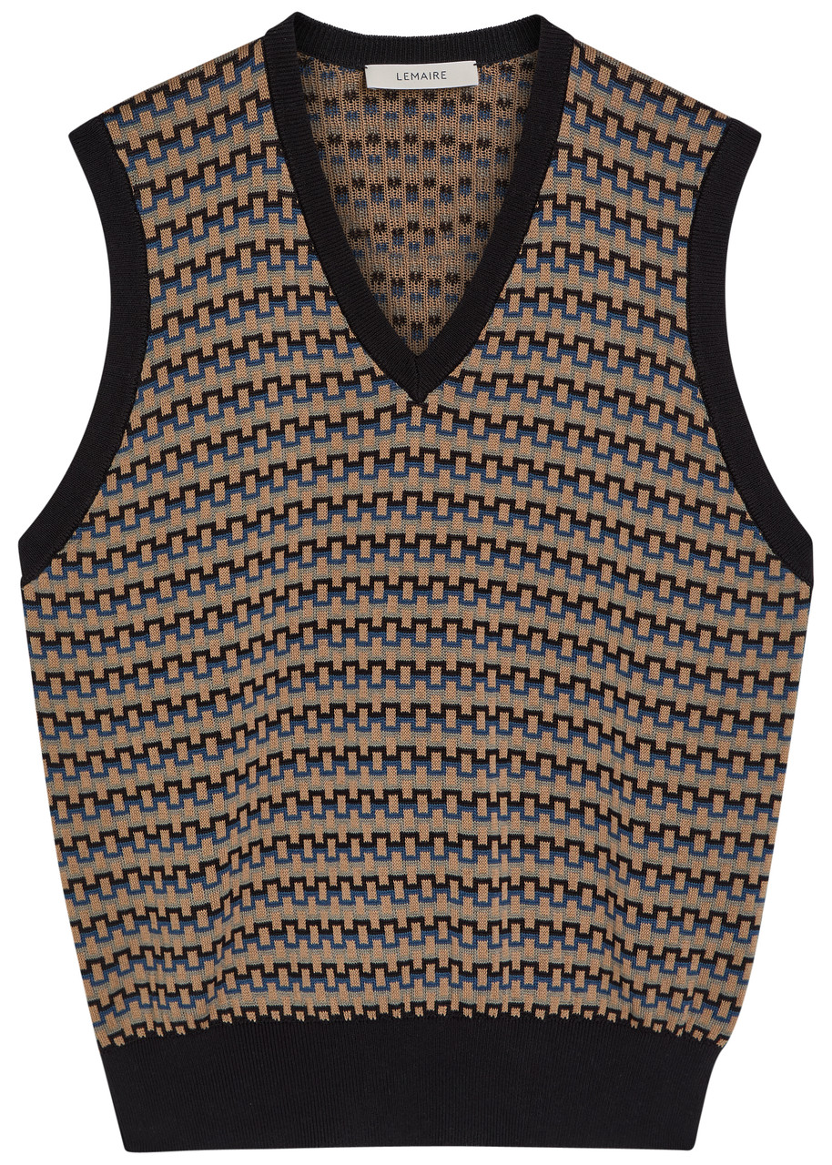 LEMAIRE Patterned V-neck cotton-knit vest | Harvey Nichols