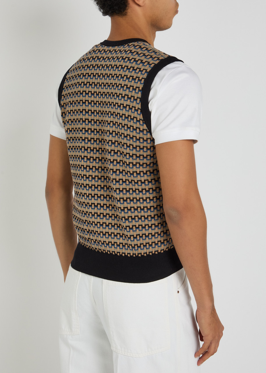 LEMAIRE Patterned V-neck cotton-knit vest | Harvey Nichols