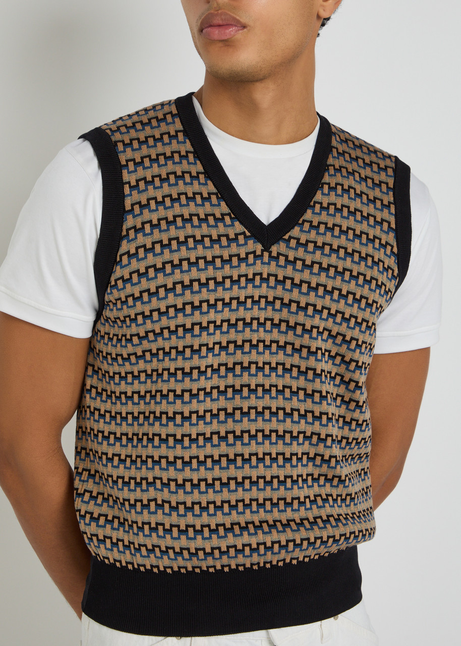 LEMAIRE Patterned V-neck cotton-knit vest | Harvey Nichols