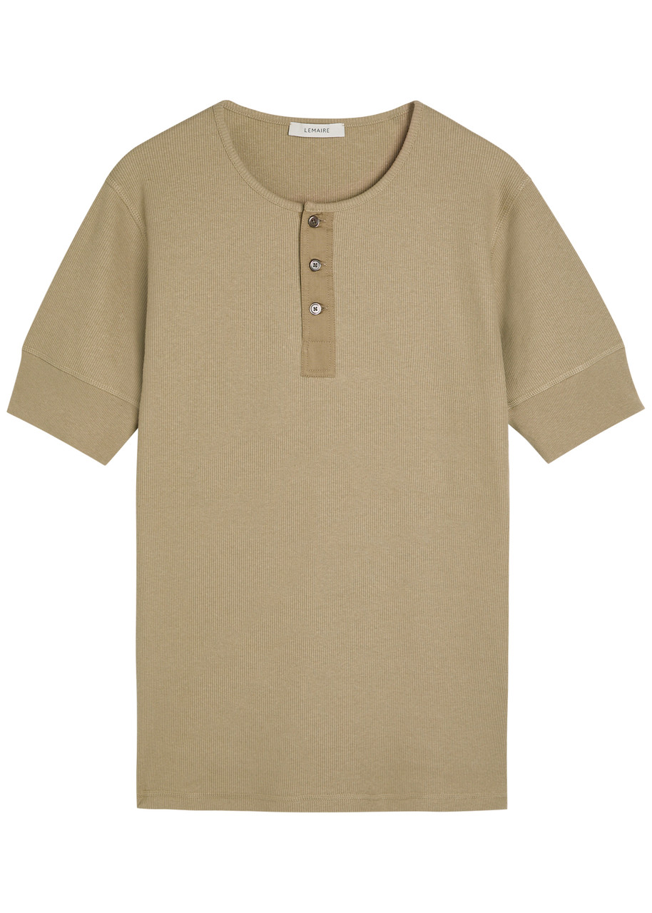 LEMAIRE Ribbed cotton-blend henley T-shirt | Harvey Nichols