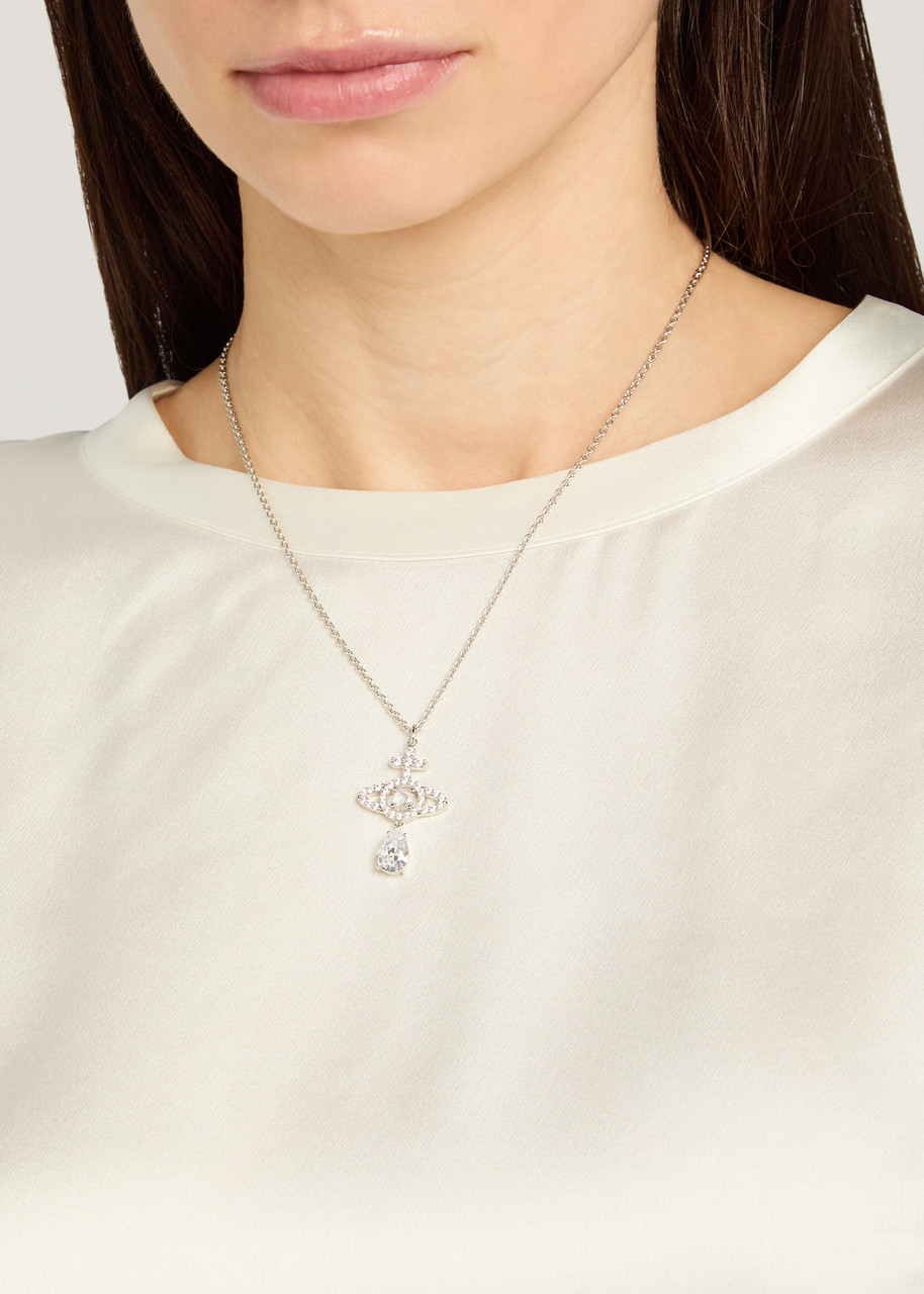 VIVIENNE WESTWOOD Olympia pavé drop pendant necklace | Harvey Nichols