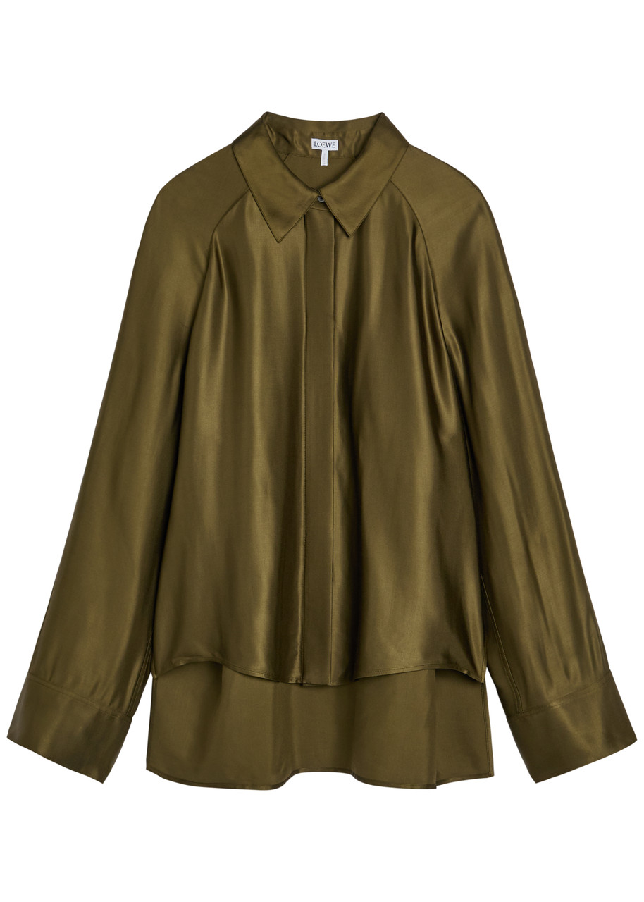 LOEWE Cape-effect satin shirt | Harvey Nichols
