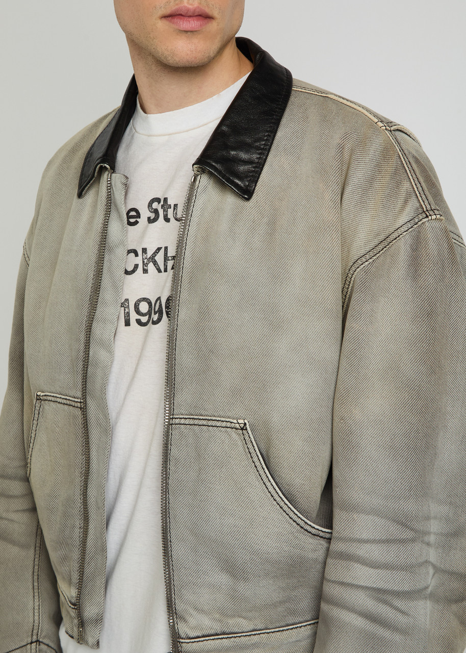ACNE STUDIOS Leather-trim cotton-twill jacket | Harvey Nichols
