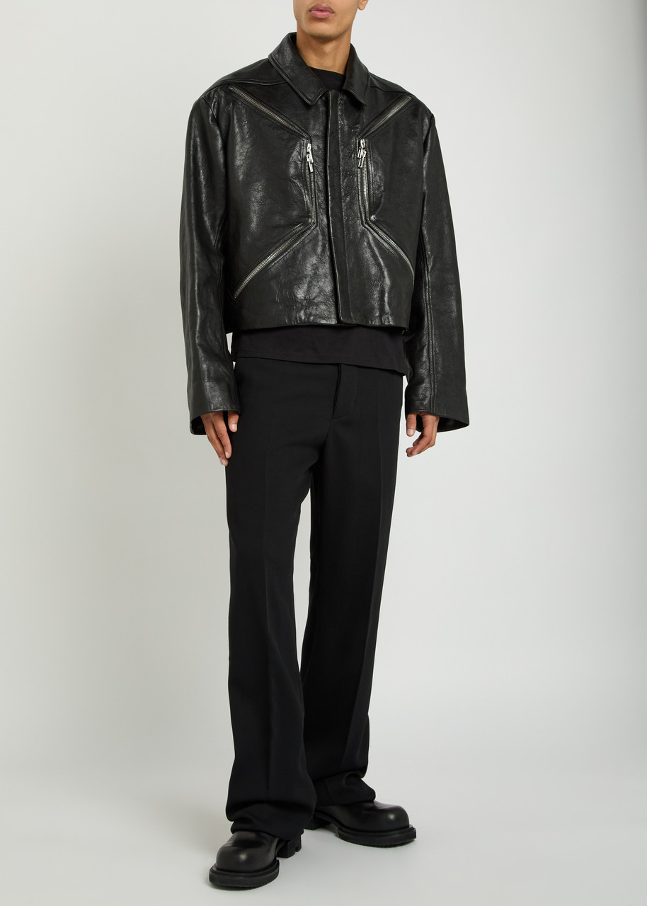 RICK OWENS Heizer grained leather jacket | Harvey Nichols
