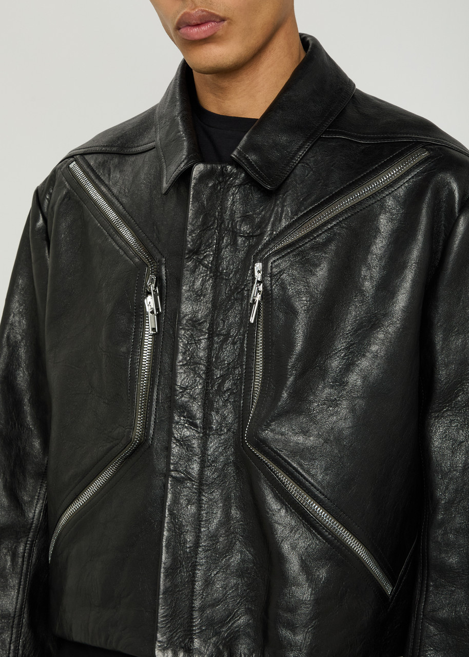 RICK OWENS Heizer grained leather jacket | Harvey Nichols
